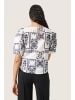 Soaked in Luxury Kurzarm-Bluse SLReesha Gerade Passform in Broken White w. Navy