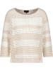 monari Pullover mit Streifen-Details und Häkeloptik in Champagne Beige Gemustert