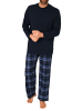 NORMANN Schlafanzug lang Pyjama karierte FlanellHose - 76562 in marine
