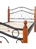 Homestyle4u Metallbett 90x200 in Schwarz Braun B mit Lattenrost