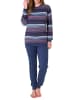 NORMANN Frottee Pyjama Bündchen Streifendesign - 69398 in blau-melange