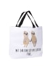 Mr. & Mrs. Panda Shopper Faultier Pärchen mit Spruch in Weiß