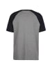 Lyle & Scott T-Shirt Three Panel Sleeve in grau / rot