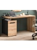 Inn.Furn Schreibtisch in Eiche Artisan und grau 138 cm, Bürotisch mit Stauraum