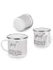 Mr. & Mrs. Panda Emaille Tasse Sibirischer Husky mit Spruch in Grau Pastell
