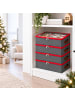 relaxdays 4 x Weihnachtskugel-Aufbewahrungsbox in Grau/ Rot - (B)33 x (H)9 x (T)33 cm