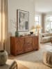 KADIMA DESIGN Elegantes Sideboard Sheesham, 3 Schubladen, 2 Türen, Landhaus-Stil