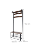 relaxdays Garderobe in Schwarz/Dunkelbraun - (B)69 x (H)182 x (T)30 cm