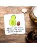 Mr. & Mrs. Panda Glasuntersetzer Avocado Kern rollt mit Spruch in Weiß