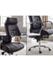 FineBuy Bürostuhl in Schwarz / Leder / 66x62x128