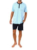 NORMANN Kurzarm Schlafanzug Shorty Pyjama print Übergrößen in hellblau