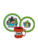 Minecraft Creeper Geschirrset, Mikro-Plastikset mit Tasse