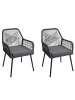 MCW 2er-Set Gartenstuhl O12, Anthrazit, Bezug dunkelgrau