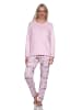 NORMANN Schlafanzug langarm Pyjama Pyjamahose floralem Alloverprint in rosa