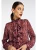 faina Damen Rüschenbluse Mit Leoprint in Rot