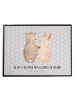 Mr. & Mrs. Panda Schreibmatte Bär und Hase Umarmen mit Spruch in Grau Pastell