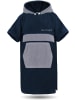 normani Surfer Poncho - Baumwoll Bademantel mit Kapuze Surfer Poncho in Navy/Grau