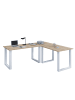 VCM  U Schreibtisch Eckschreibtisch L Form 220x190x80 in Weiß / Sonoma-Eiche