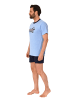NORMANN Casual Shorty Pyjma kurzen Shorts und Rundhals - 74037 in blau