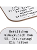 Mr. & Mrs. Panda Bierdeckel Spruch 50. Geburtstag mit Spruch in Weiß