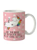 Mr. & Mrs. Panda Geschenktasse Einhorn Blümchentail mit Spruch in Rot Pastell