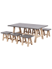Beliani 7-tlg Gartentisch Set TONNARE in Grau/Braun