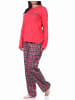 NORMANN 2tlg. Outfit Flanell Pyjama lang Flanell Hose und Jersey Oberteil - 70889 in rot