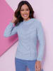 Sieh an! Stehkragen-Pullover in bleu-ecru-meliert