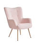 Beliani 2-tlg Sessel VEJLE in Rosa/Heller Holzfarbton