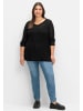 sheego V-Ausschnitt-Pullover in schwarz