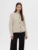 SELECTED FEMME Strickjacke Relaxed Fit Rundhals Raglanärmel Fallmaschen in Beige-2