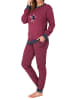 NORMANN Frottee Pyjama Bündchen und Stern Hose gestreift - 75914 in beere
