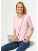 GOLDNER Kurzgröße:  Halbarmshirt mit tonaler Zierkante in rosa