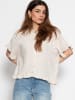 SASSYCLASSY Musselin Bluse mit Rüschensaum in Hellbeige