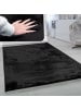 KADIMA DESIGN Hochflor Teppich Unifarben schmutzabweisend in Schwarz