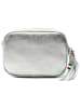 Florence Umhängetasche Leder silber metallic ca. 21cm