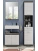 Inn.Furn Badmöbel-Set weiß Hochglanz, grau 3-teilig 112 cm, Badkombination, 8 Fächer