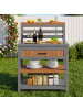 ABRIHOME Gartenschrank in Braun Holz mit Edelstahlplatte Schublade Grillstation