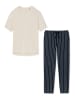 Schiesser Schlafanzug Cotton in Blau gestreift / Creme