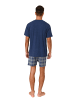 NORMANN Schlafanzug kurzarm Shorty mit karierter Jersey Hose - 86226 in navy