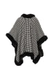 ALARY Damen Poncho in Wollweiss Schwarz