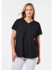 GOLDNER Luftiges Shirt mit schmaler Blende in schwarz