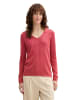 Tom Tailor Dünner Strickpullover Basic V-Ausschnitt Stretch Sweater in Rot