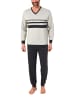 NORMANN Langarm Schlafanzug Pyjama Bündchen Frontstreifen Übergrößen in grau