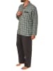 NORMANN Pyjama zum durchknöpfen Karo - 68069 in dunkelgrau