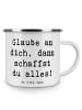 Mr. & Mrs. Panda Kaffeebecher Spruch Angst überwinden mit Spruch in Weiß
