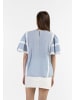 DreiMaster Damen Blusenshirt Mit Spitze in Hellblaue Dünne Streifen