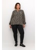 KAFFE curve Langarm-Bluse KClanora in Black/Grey Graphic Simili