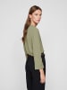 Vila Crepe Struktur Design Bluse V-Ausschnitt Top 3/4 Arm in Grün