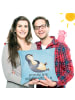 Mr. & Mrs. Panda Kissen Pinguin Lachen mit Spruch in Eisblau